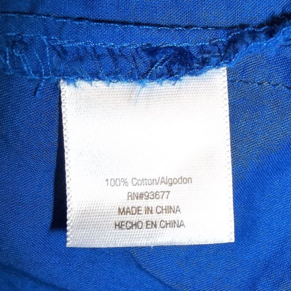 St. John's Bay Womens Top Blouse Size Large V-Neck Buttons Ruffles Sheer Blue - Picture 6 of 6